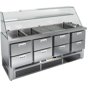 Стол холодильный для салатов HiCold SLE3-2222GN высокое стекло