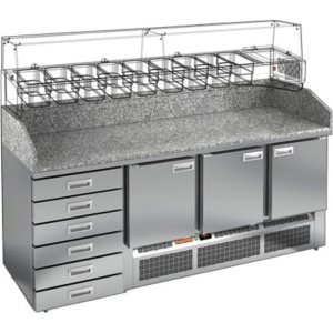 Стол холодильный для пиццы HiCold PZ4-111/GN камень (R290)