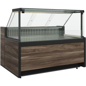 Витрина холодильная Carboma GC111 VV 1,25-1 (1008 Темный дуб) (динамика, газлифт, без боковин)